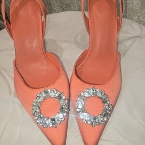 Orange Embellished Women's Shoes